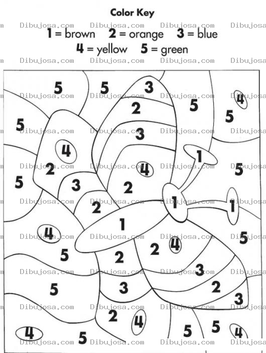 Dibujo para colorear Dibujo Para Colorear Por Numeros En Ingles 1 Es Cafe 2 Es Naranja 3 Es Azul 4 Es Amarillo Y 5 Es Verde