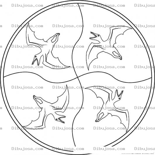 Dibujo para colorear Mandala De Dinosaurios Para Pintar Y Colorear