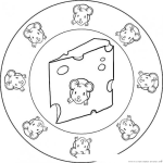 Dibujo para colorear Mandala De Ratones Y Queso Para Pintar Y Colorear