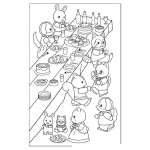 Dibujo para colorear Dibujo De Animalitos Comiendo En Una Fiesta Para Pintar Y Colorear
