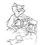 Dibujo para colorear Dibujo De Mama Gata Acostando A Sus Hijos Gatitos Para Pintar Y Colorear