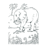 Dibujo para colorear Dibujo De Elefante En Africa Para Pintar Y Colorear