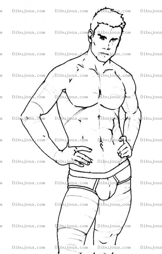 Dibujo para colorear Dibujo De Hombre Atletico Y Guapo En Ropa Interior Para Pintar Y Colorear