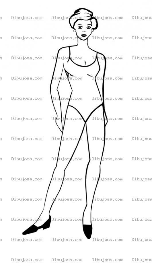 Dibujo para colorear Dibujo De Mujer En Calzoneta De Una Sola Pieza Para Pintar Y Colorear