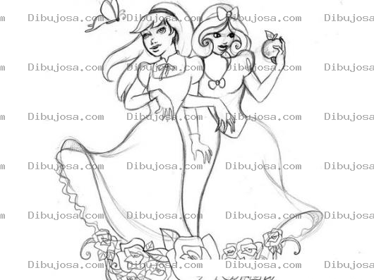 Dibujo para colorear Dibujo De Princesas Gemelas Para Pintar Y Colorear