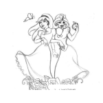 Dibujo para colorear Dibujo De Princesas Gemelas Para Pintar Y Colorear