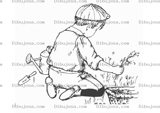 Dibujo para colorear Dibujo De Jardinerito Para Pintar Y Colorear Nino Plantando Un Arbolito