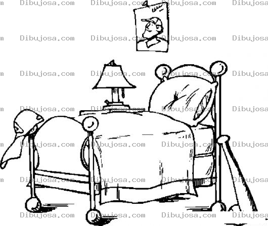 Dibujo para colorear Cama De Chico Para Pintar Y Colorear Cuarto De Muchacho
