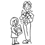 Dibujo para colorear Dibujo De Hija Regalando Un Dibujo A Su Papa Para Pintar Y Colorear