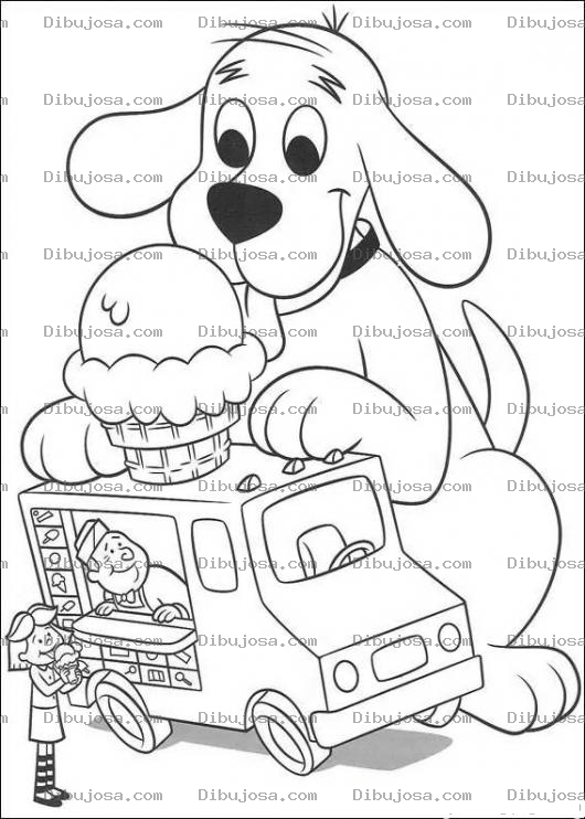 Dibujo para colorear Perro Gigante Comiendo Helado Para Pintar Y Colorear A Cliford El Perro Rojo