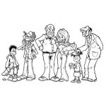 Dibujo para colorear Dibujo De Familia Completa Incluido El Abuelito Para Pintar Y Colorear