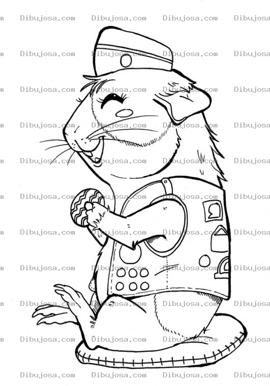 Dibujo para colorear Dibujo De Un Hamster Comiendo Una Dona Para Pintar Y Colorear