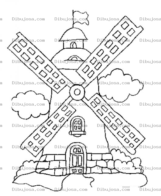 Dibujo para colorear Dibujo D Eun Molino De Viento Para Pintar Y Colorear