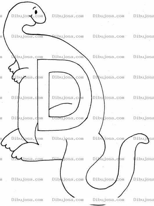 Dibujo para colorear Letra D Dibujo De La Letra De De Dinosaurio Para Pintar Y Colorear