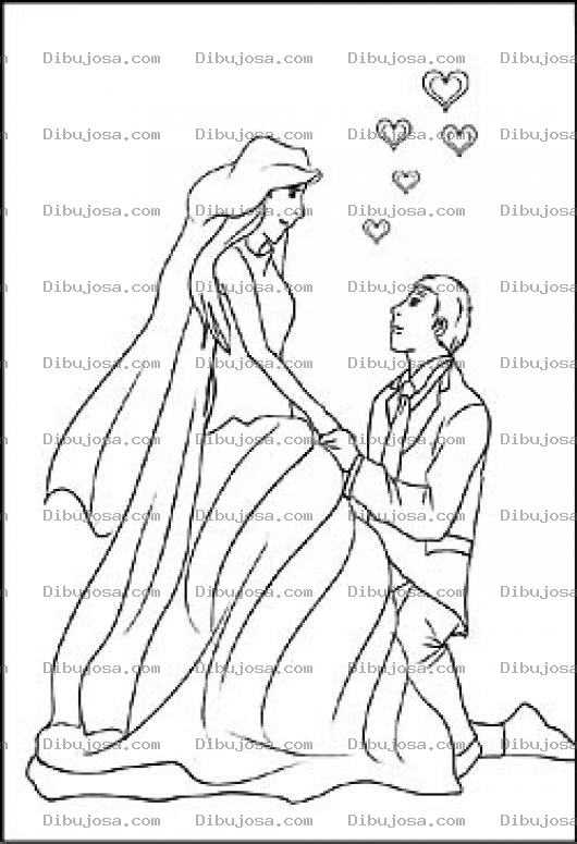 Dibujo para colorear Dibujo De Una Foto De Esposos En El Dia De Su Boda Para Pintar Y Colorear