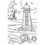 Dibujo para colorear Dibujo De Un Faro En La Playa Para Pintar Y Colorear