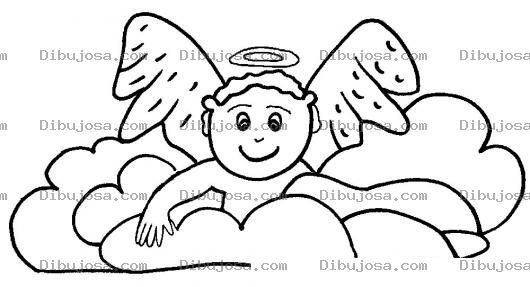 Dibujo para colorear Colorear Angelito Sobre Las Nubes