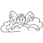Dibujo para colorear Colorear Angelito Sobre Las Nubes