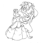 Dibujo para colorear Dibujo De La Bella Y La Bestia Para Pintar Y Colorear