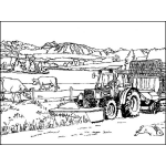 Dibujo para colorear Dibujo De Tractor En Finca Para Pintar Y Colorear