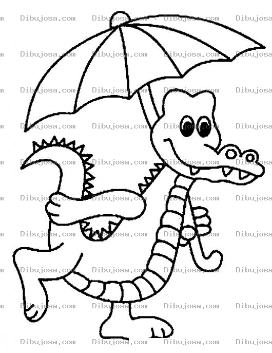 Dibujo para colorear Dibujo De Lagarto Con Sombrilla Para Pintar Y Colorear Cocodrilo Con Paraguas