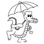 Dibujo para colorear Dibujo De Lagarto Con Sombrilla Para Pintar Y Colorear Cocodrilo Con Paraguas