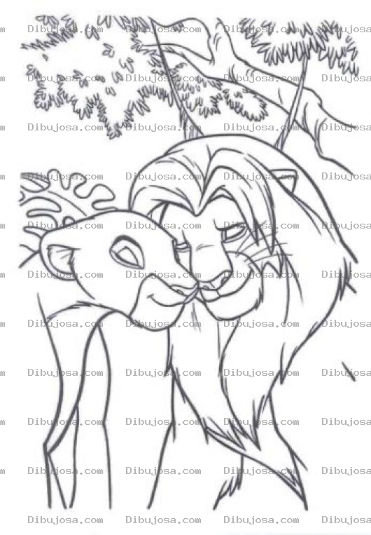 Dibujo para colorear Dibujo Del Rey Leon Con Su Reina Leona Para Pintar Y Colorear