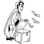 Dibujo para colorear Colorear A Dracula Soltando Murcielagos