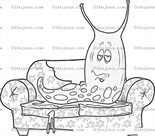 Dibujo para colorear Dibujo De Una Babosa Descansando Sobre Un Sofa Para Pintar Y Colorear