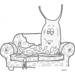 Dibujo para colorear Dibujo De Una Babosa Descansando Sobre Un Sofa Para Pintar Y Colorear