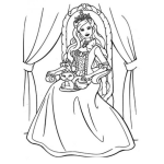 Dibujo para colorear Princesa Con Gatito Para Colorear