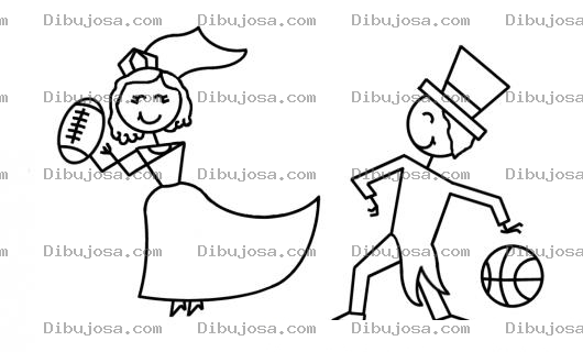 Dibujo para colorear Colorear Novios Deportistas En Su Boda