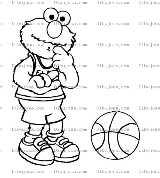 Dibujo para colorear Colorear Elmo Con Pelota De Basquetbol