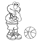 Dibujo para colorear Colorear Elmo Con Pelota De Basquetbol