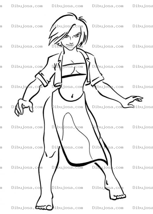 Dibujo para colorear Mujer Con Ropa Transparente Para Colorear
