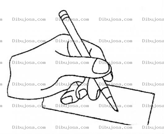 Dibujo para colorear Mano Zurda Dibujo De Mano Izquierda Escribiendo Con Un Lapiz Sobre Una Hoja De Papel Para Pintar Y Colorear