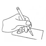 Dibujo para colorear Mano Zurda Dibujo De Mano Izquierda Escribiendo Con Un Lapiz Sobre Una Hoja De Papel Para Pintar Y Colorear