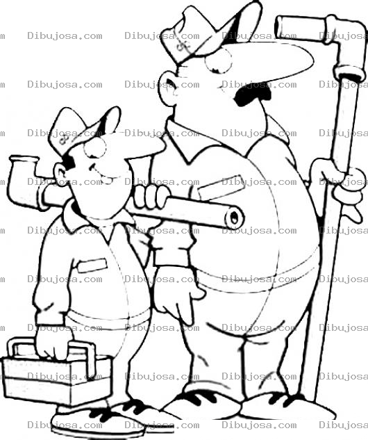 Dibujo para colorear Dibujo De Dos Plomeros Para Pintar Y Colorear Trbajadores De Plomeria