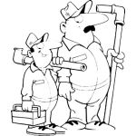Dibujo para colorear Dibujo De Dos Plomeros Para Pintar Y Colorear Trbajadores De Plomeria
