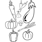 Dibujo para colorear Colorear Vegetales Dibujo De Zanahoria Ajo Chikes Berenjena Hongo Cebolla Tomate Chile Y Calabaza Para Pintar Y Colorear