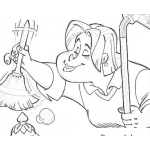 Dibujo para colorear Senora De La Limpieza Dibujo D Euna Sirvienta Sacuiendo Polvo Con Un Plumero Para Pintar Y Colorear Mucama Limpiando