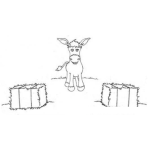 Dibujo para colorear Burro En Medio De Dos Pajas Para Colorear