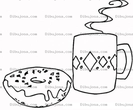 Dibujo para colorear Colorear Dona Y Taza De Cafe