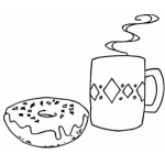Dibujo para colorear Colorear Dona Y Taza De Cafe