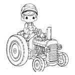 Dibujo para colorear Dibujo De Granjerito De Precious Moments Con Un Tractor Para Pintar Y Colorear Tractorista De Momentos Preciosos