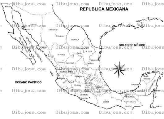 Dibujo para colorear Mapa De La Republica Mexicana Con Division Politica Para Pintar Y Colorear