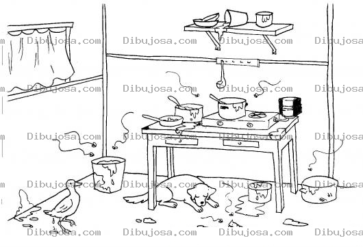 Dibujo para colorear Dibujo De Cocina Sucia Y Asquerosa Para Pintar Y Colorear