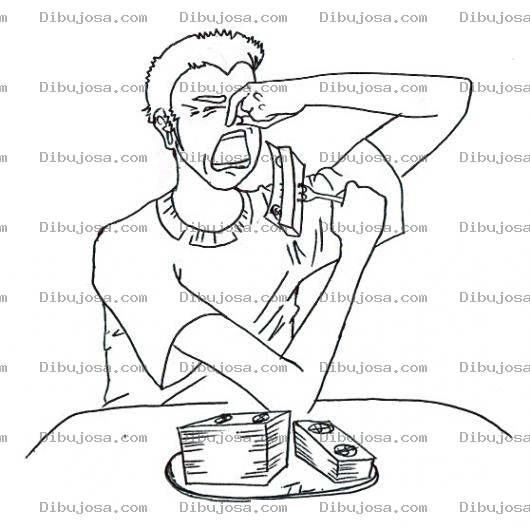 Dibujo para colorear Hambre Por El Pisto Dibujo De Hombre Comiendo Dinero Para Pintar Y Colorear