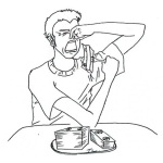 Dibujo para colorear Hambre Por El Pisto Dibujo De Hombre Comiendo Dinero Para Pintar Y Colorear