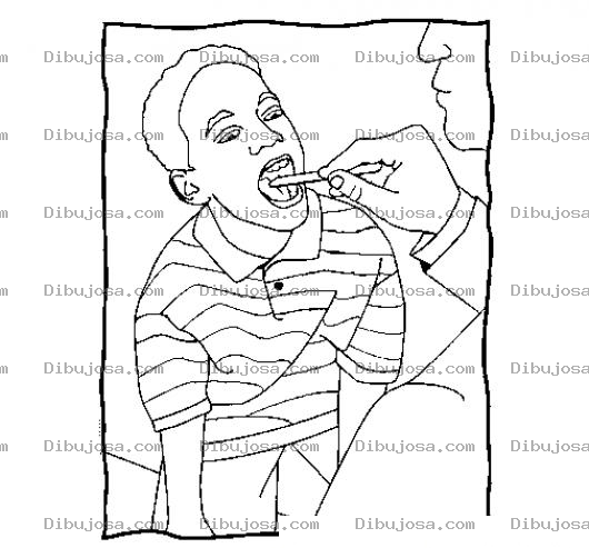 Dibujo para colorear Dibujo De Examen De Garganta Para Pintar Y Colorear